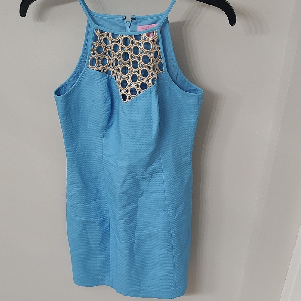 Lilly Pulitzer Light Blue Dress with Embellished Neckline